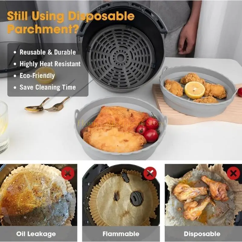 D0AB 2 paquetes aire silicona para freidora silicona para freidiaria canasta silicona reemplazar tazón