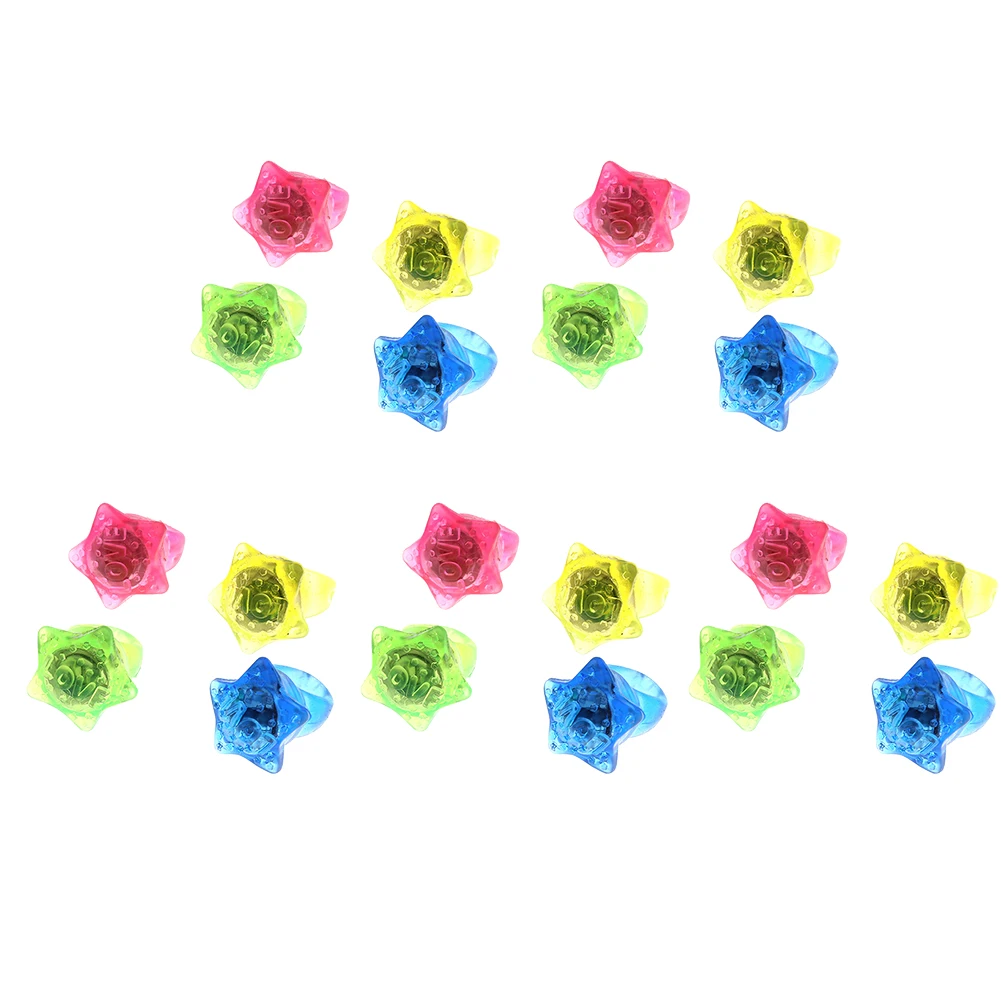 

20pcs LED Ring Flashing Pentagram Shape Finger Lights Flashing Ornaments for Mixed Color
