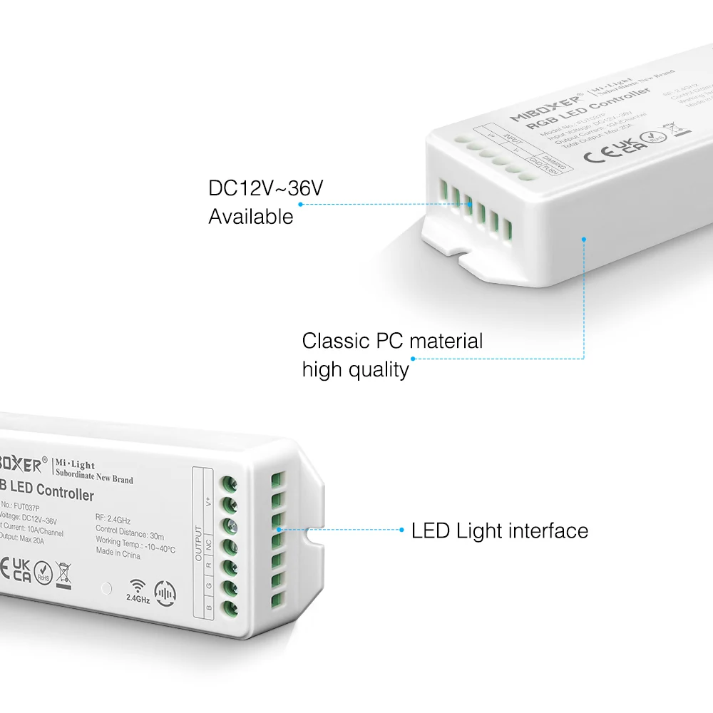 Miboxer High Current PR2 PR5 LED Controller 12V 24V 20A Single Color/Dual White/RGB/RGBW/RGB+CCT LED Strip Lights Tape Dimmer