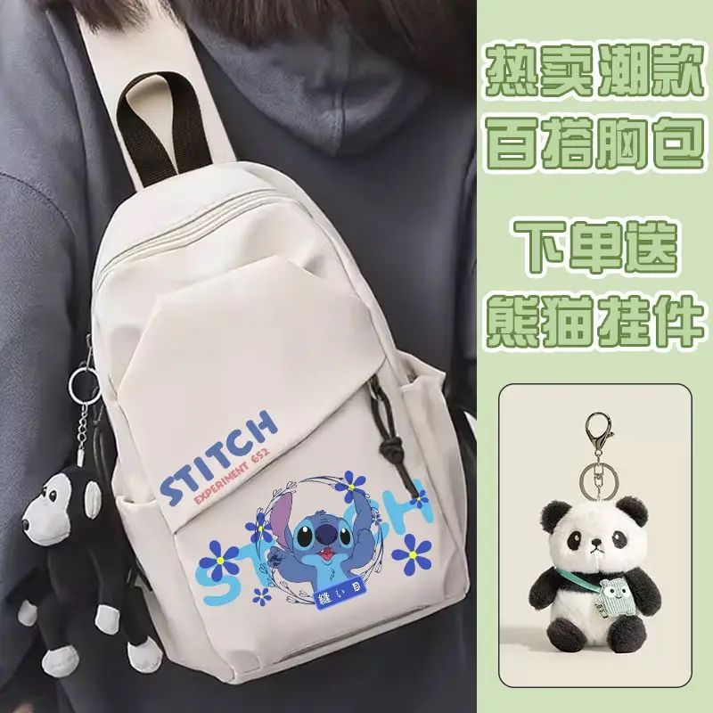 

Disney Stitch Cute Student Chest Bag Creative Kawaii Unisex Shoulder Bag Phone Earphones Small Change Storage Bag Gift Wholesale