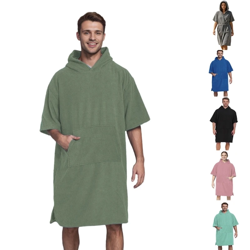 652D Large Size Quick Drying Bathrobe Changing Robe for Beach Pool Surfing Microfiber Towel with Privacy Changing Feature