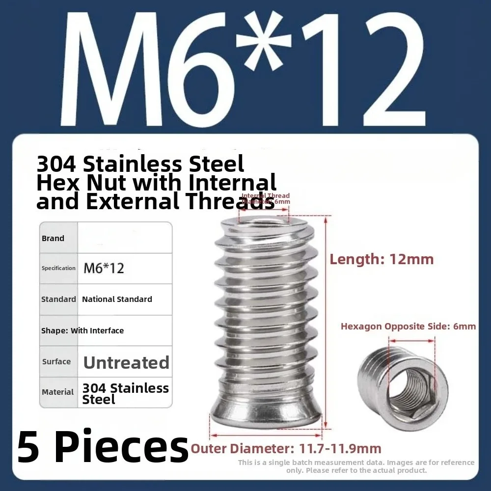 Stainless Steel Insert Nuts Tapered Design M3 M4 M5 M6 M8 Hex Socket Insert Nuts Hex Socket Drive Threaded Insert Nuts