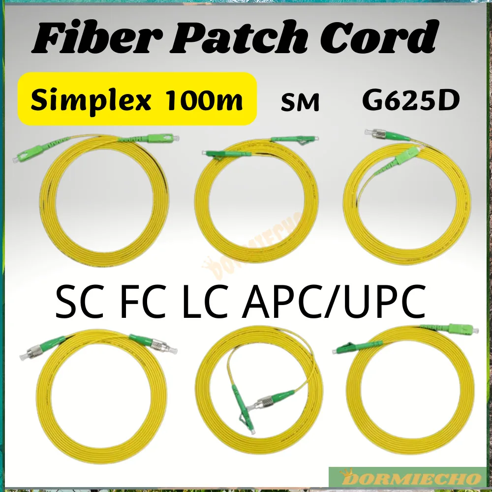 

High Quality 100m Simplex Fiber Patch Cord SC LC FC APC/UPC Connector SM Factory Price IL within 0.3dB Jumper Factory Direct