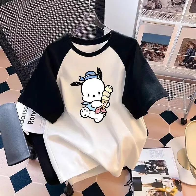 

Sanrio Baby Boy Clothes Top Kid Girls Carton Pochacco Printed Short Sleeve T-shirts Children Fashion Cotton Breathable Outfits