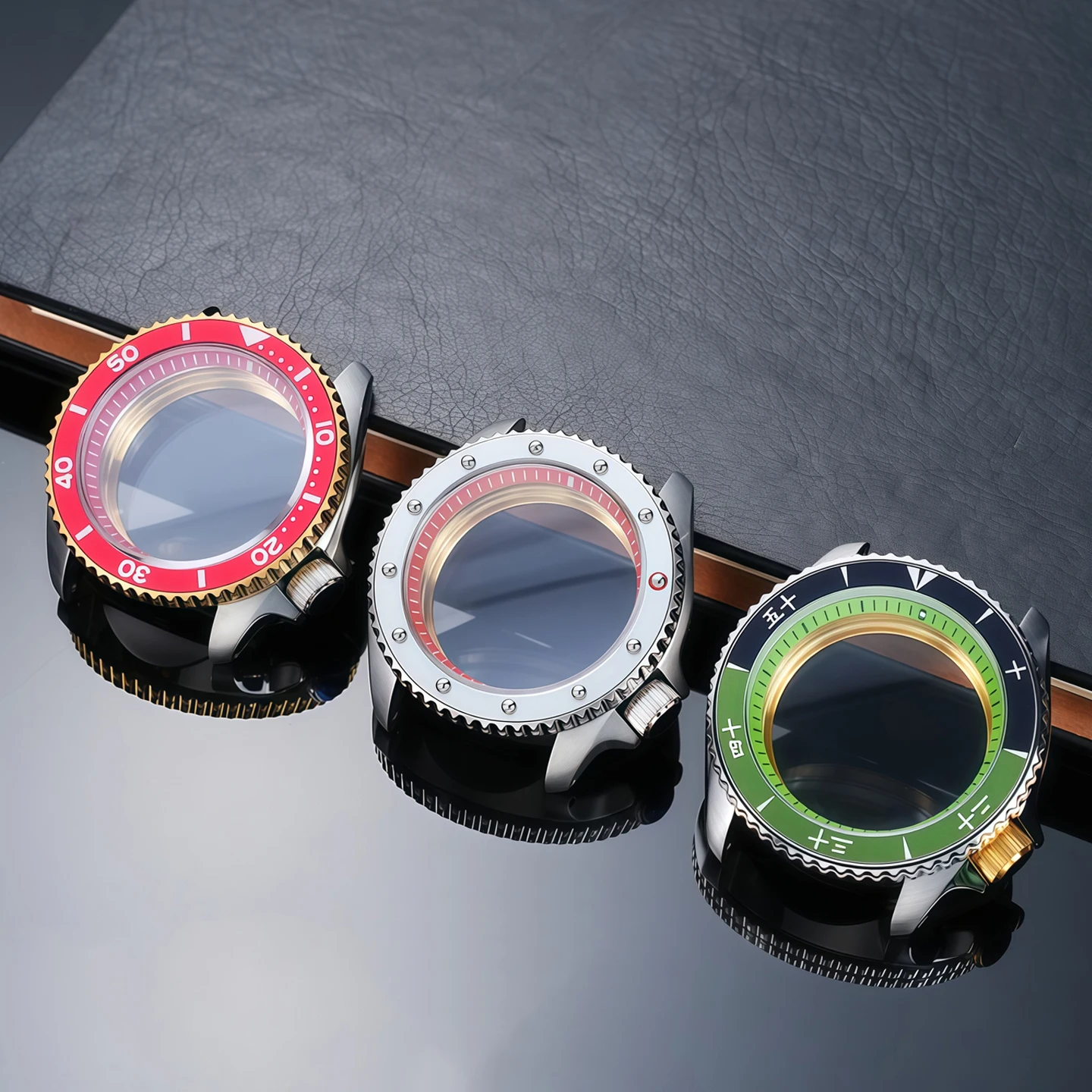 405mm-stainless-steel-case-mod-kit-with-sapphire-glass-for-seiko-skx007men's-watches-parts-fit-nh35-nh36-movement-22mm-strap