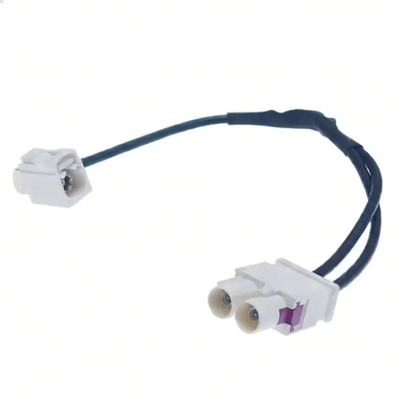 Fakra 2 Male to 1 Female White Cable, Car CD Adapter Cord for Automotive Stereo Systems 35CM