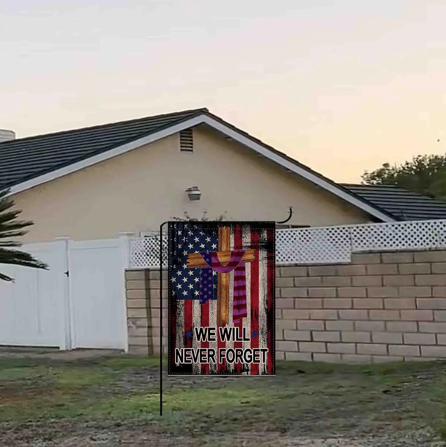 Memorial Day Soldier Patriotic Jesus Cross Garden flag ,We Will Never Forget Rustic Fourth of July Independence Day Garden F yyi