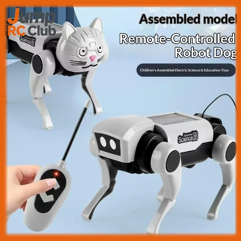 Qihang RC Mechanical Dog Assembly Toy Walking Robot Dog Cat DIY Educational Experiment Toy for Boys Girls Popular Gift