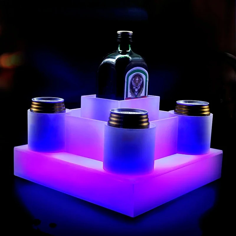 

LED Bottle Display Rack for Bar KTV, Color-Changing Base Stand, Creative Light-Up Yager Wine Shelf, Multicolor Liquor Show Stand