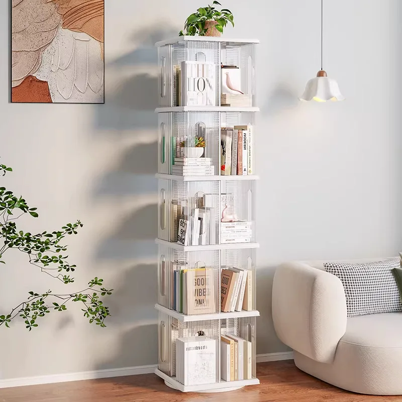 

Вращающаяся на 360 градусов напольная книжная полка для дома, гостиной, детских книг, передвижная, пристенная, простая в сборке.