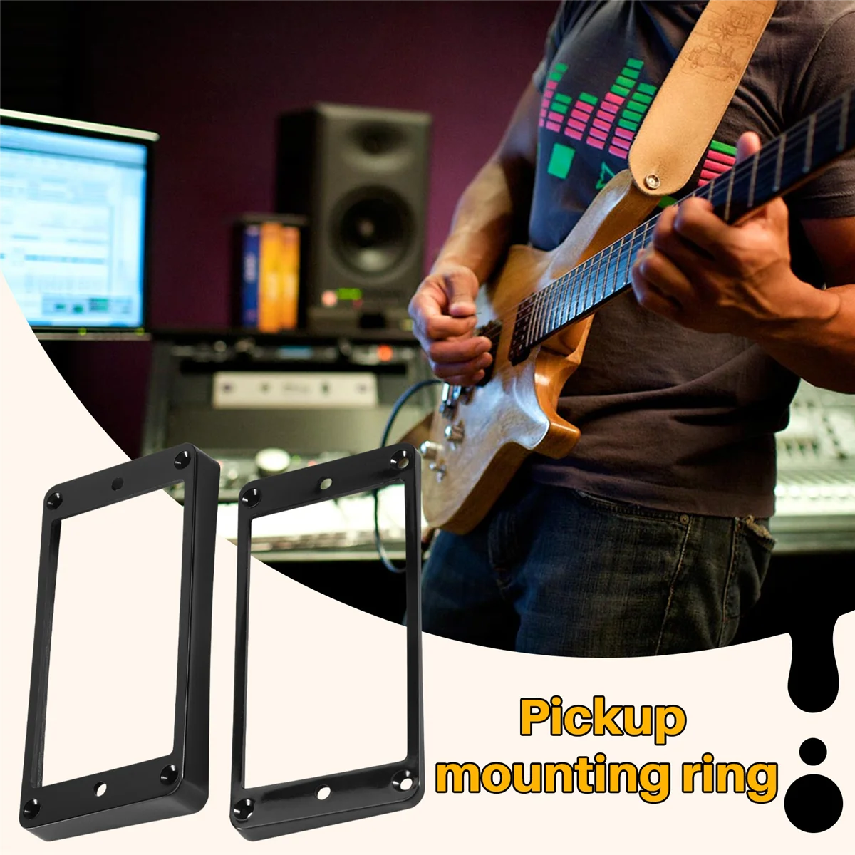Marco de anillo de montaje de pastilla Humbucker plano, 2 piezas, ABS para guitarra eléctrica