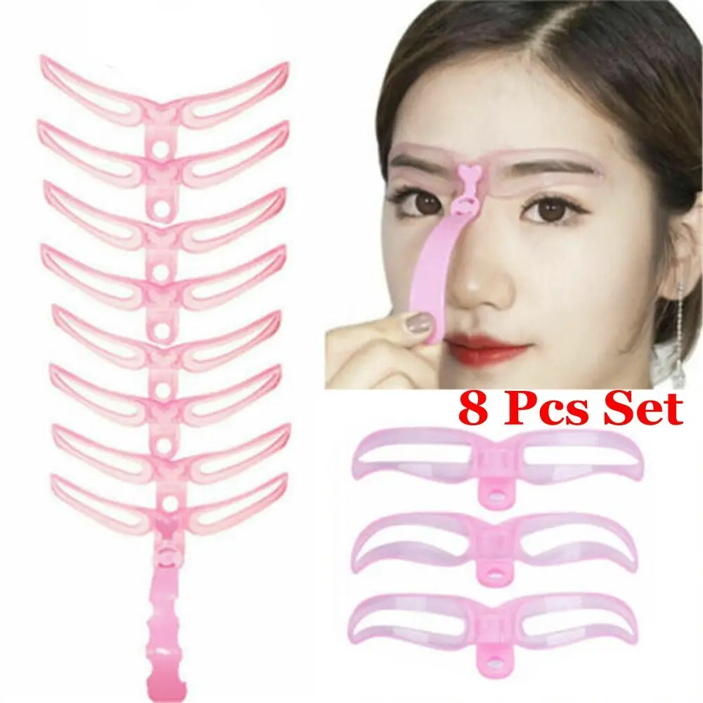 8 Pairs Hot Sale Women Eyebrow Stencil Kit Reusable Eyebrow Grooming Stencil Card Shaping Template Makeup Tools