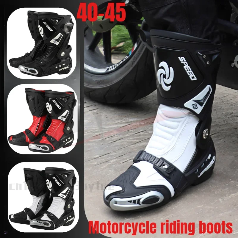 

Motorcycle Riding Boots for Men Winter Waterproof, Non-slip Motorcycle Off-road Shoes Anti-fall Retro Boots Rider Equipment