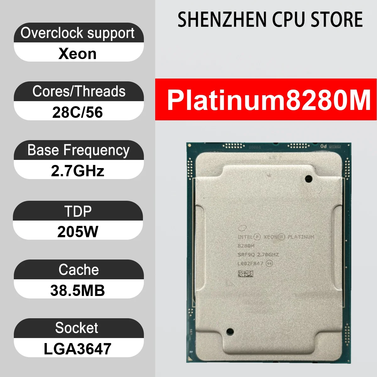 Intel Xeon Platinum8280M 28 Core 56 Thread 2.70Ghz 205W 38.5MB Cache 14nm LGA3647 SRJ8X DDR4-2933 Mhz Cascade Lake