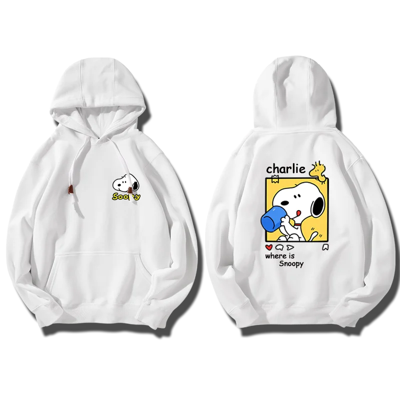 Snoopy cartoon moletom com capuz feminino casal roupa nova i jaqueta esportiva feminina pulôver com capuz moletom tendência