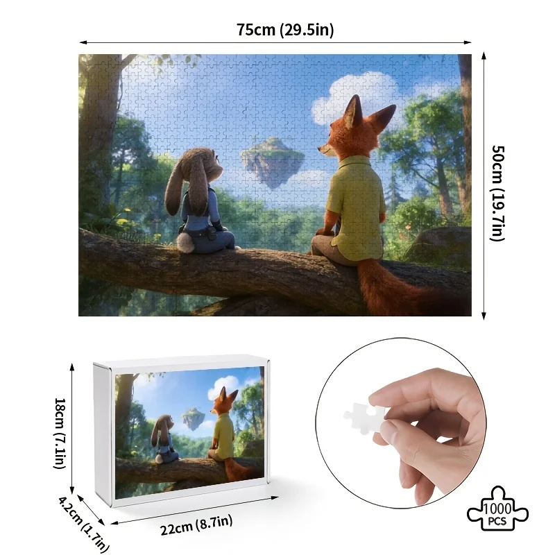 1000 Stück Disney Zootopia Judy Hopps und Nick Wild Poster Puzzle |   Heimdekoration, Brain-Challing-Spiel, ideal für Klassenzimmer, Küche