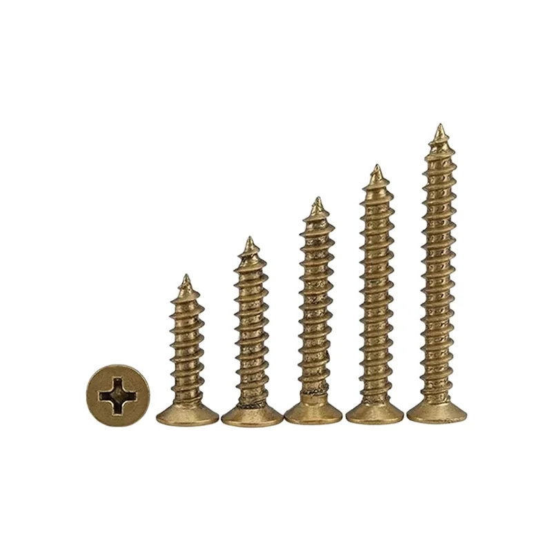 M3 M4 M5 Brass Countersunk Head Tapping Screw Assortment Kit Copper Cross Recessed Phillips Flat Self-tapping Wood Screw Set