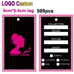 Wig Tags Custom Logo 500Pcs Hair Tags For Bundles Customized 5.4Cm*9Cm Paper Hang Tags Hair Extension Personalized Tags