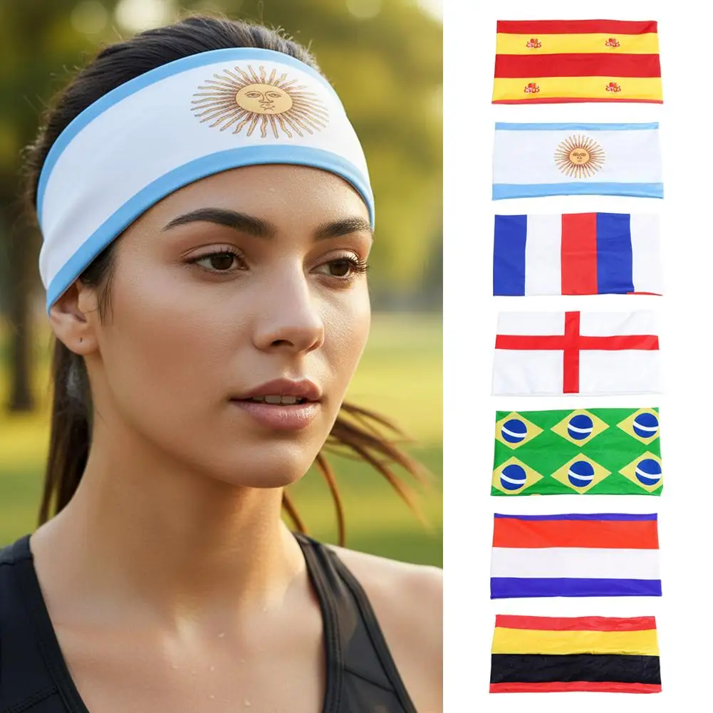 Football game headscarf national flag pattern sports headband elastic wide edge headband men's and women's yoga headband