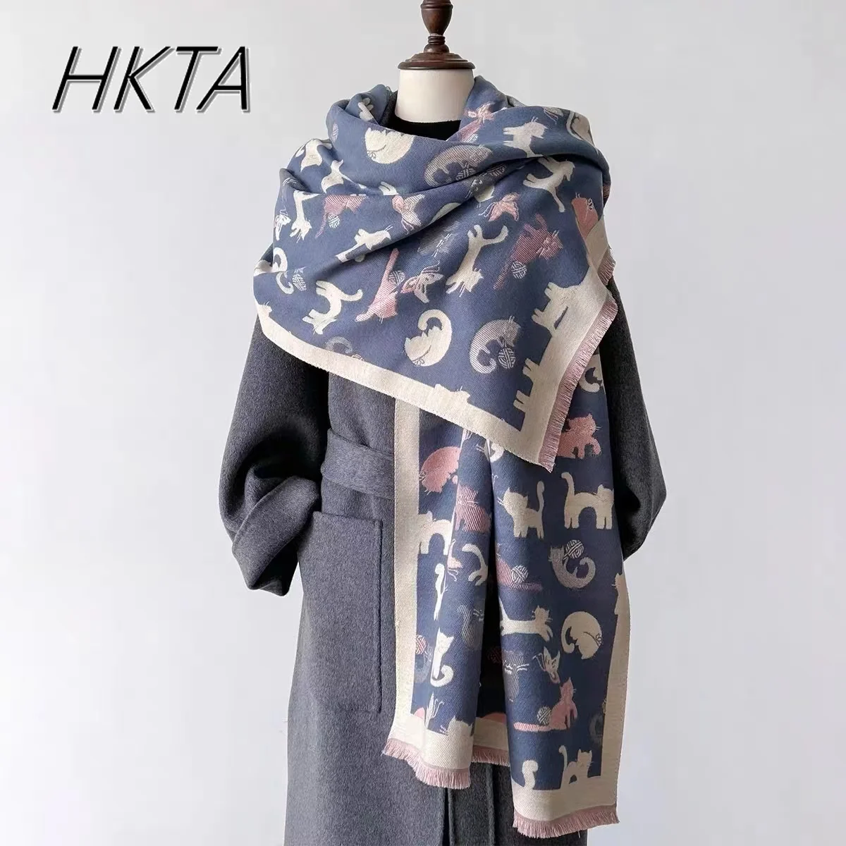 

Cute Cartoon Jumping Cat Scarf Shawl Female 2025 Spring New Korean Version Autumn Winter Warm Shoulder Neck Versatile Scarf