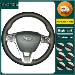 Braid Car Steering Wheel Cover For Lada Vesta Xray 2015-2019  Customize Microfiber Leather Steering Wrap Car Accessories