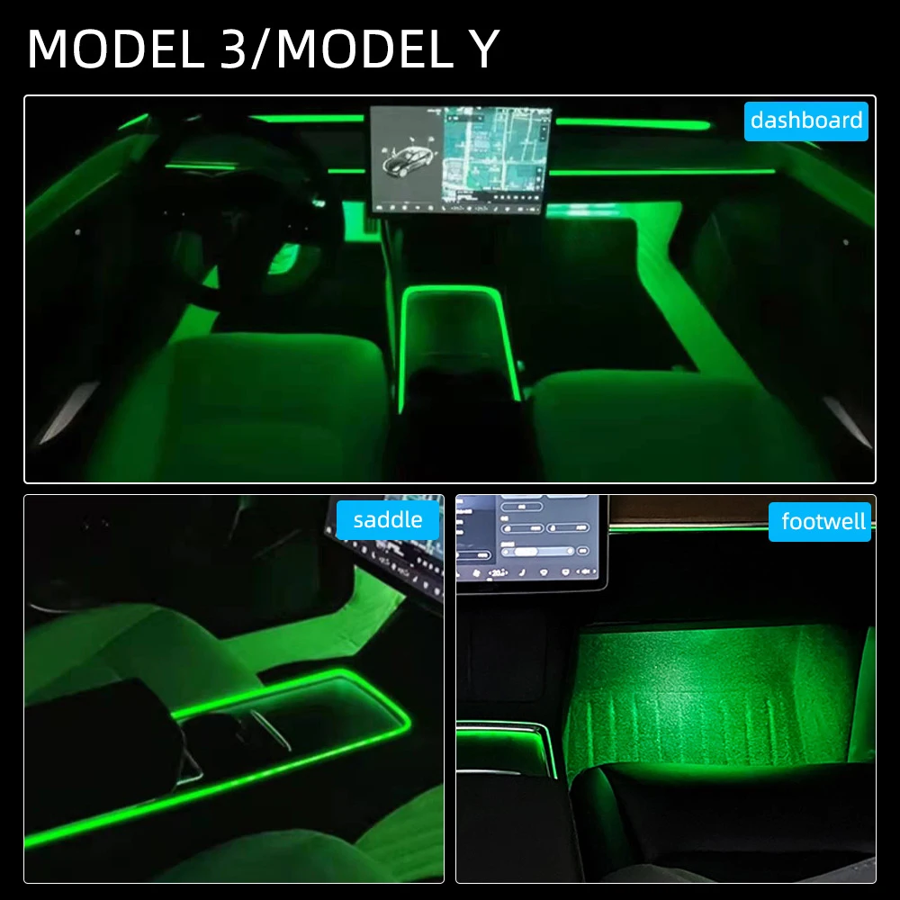 

Tesla Model 3 Y Dashboard Center Console Ambient Light Tube RGB LED Strip Car Interior Atmosphere Lamp Kit APP Bluetooth Control