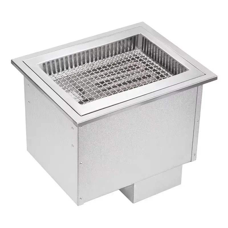 

2000W Commercial Electric BBQ Grill Mini Rectangle Embedded Design with Down Exhaust, Korean Charcoal Grill Style