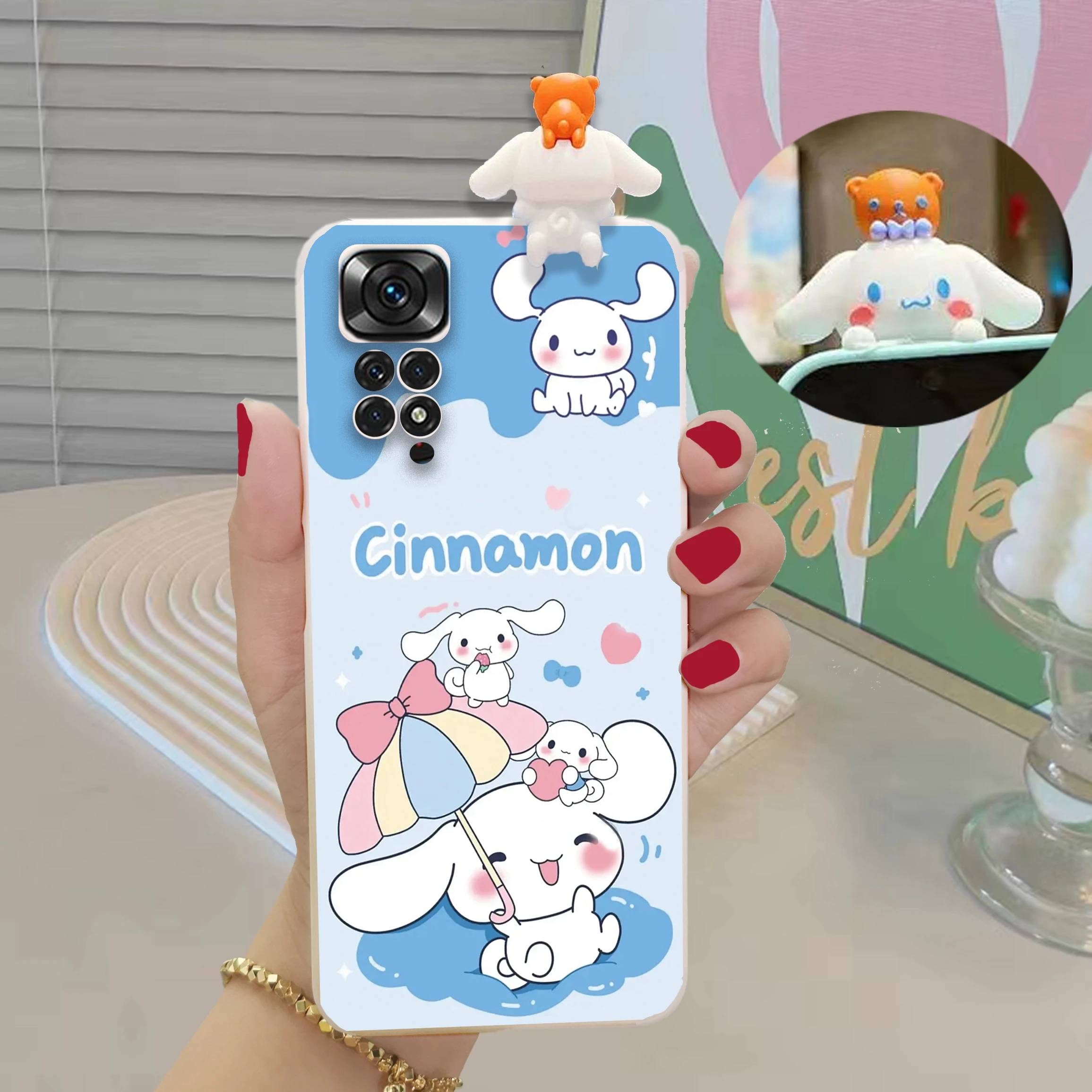 جراب دمية سانريو ثلاثي الأبعاد لطيف لـ Redmi ، غطاء هاتف TPU للملاحظة 12 و 10 و 13 و 11 و 9 و 8 و 7 و 11S و 9S و 10S و 9S و 9C و 10C ، 9T ، Xiaomi Mi 11 Lite ، Poco X3 ، X5 Pro