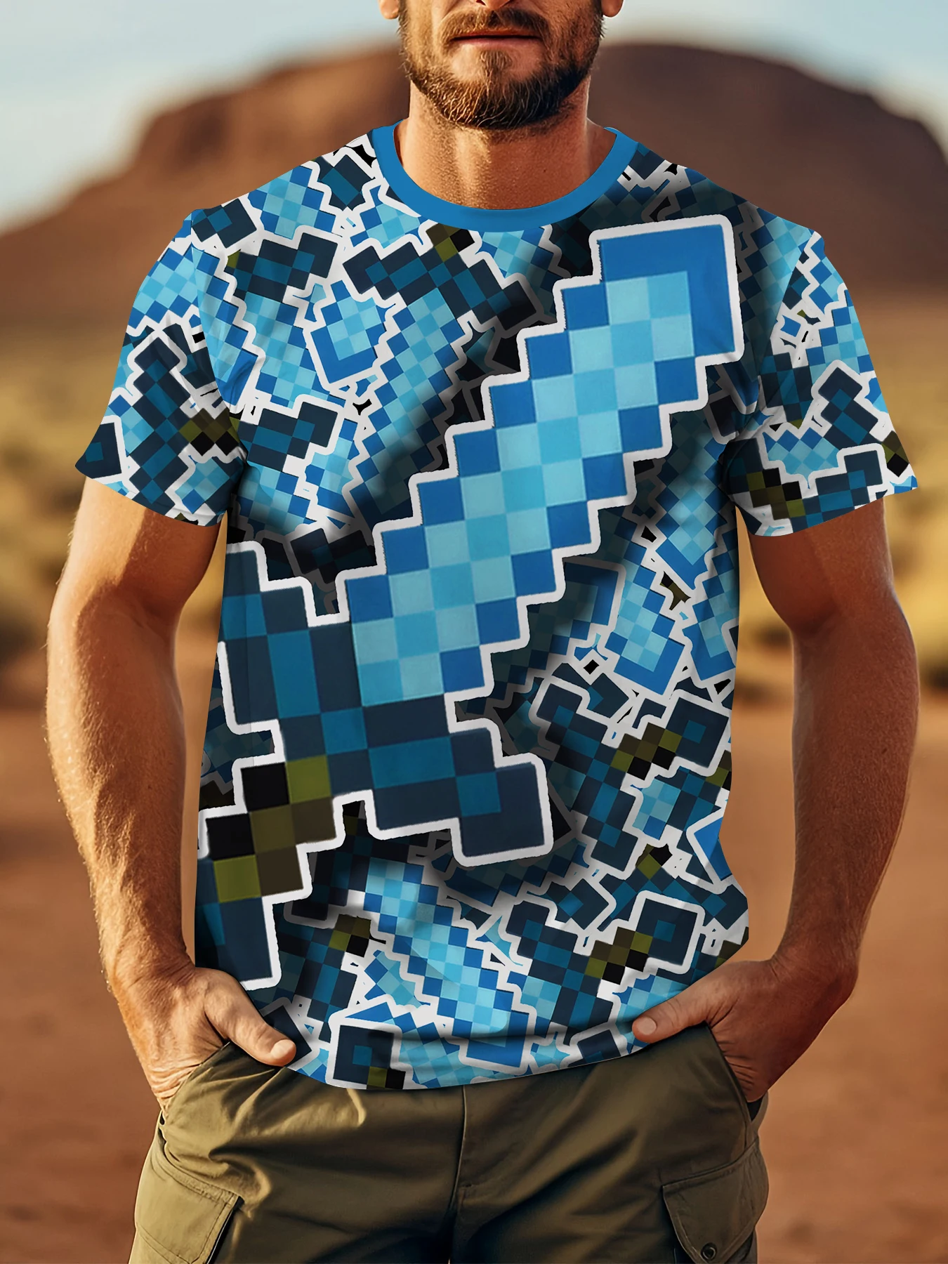 

Blue Big Sword Men's Basic 3D Short Sleeve T-Shirt Casual Cotton Comfortable Fit Tee in Solid Colors T Shirt for Man