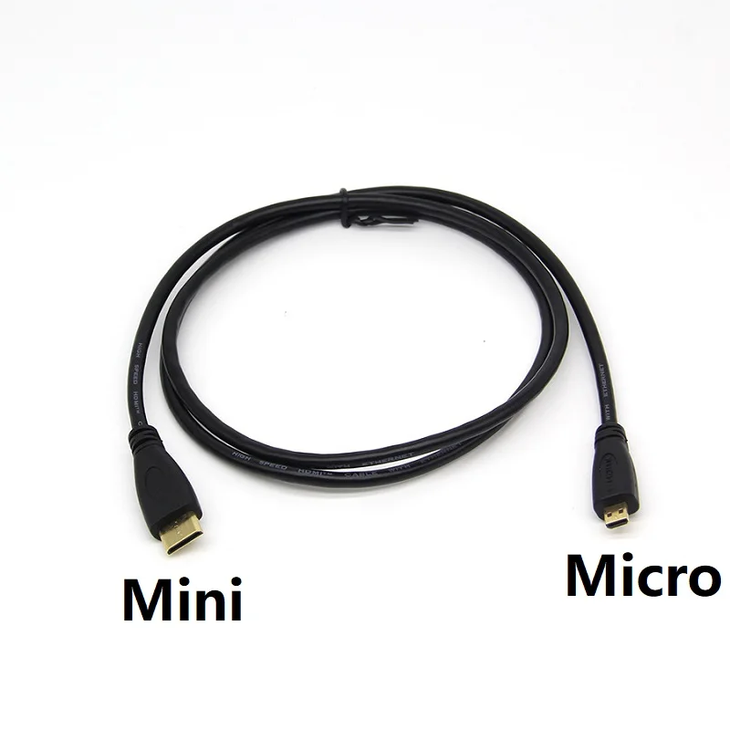 1080p 3D Mini HDMI-compatible to  Micro HDMI-compatible Cable For GoPro Sony Projector's Public to Public 0.3M 1M 1.8M Cable