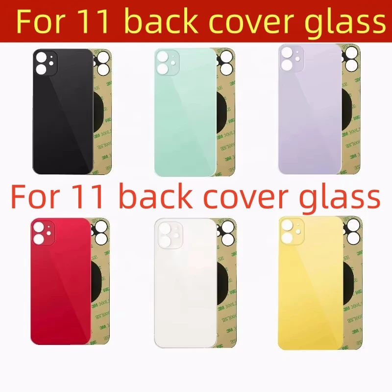 For iPhone 11 Back Glass Panel Battery Cover Replacement Parts New  Same With Logo Rear Housing Big Hole Camera Glass