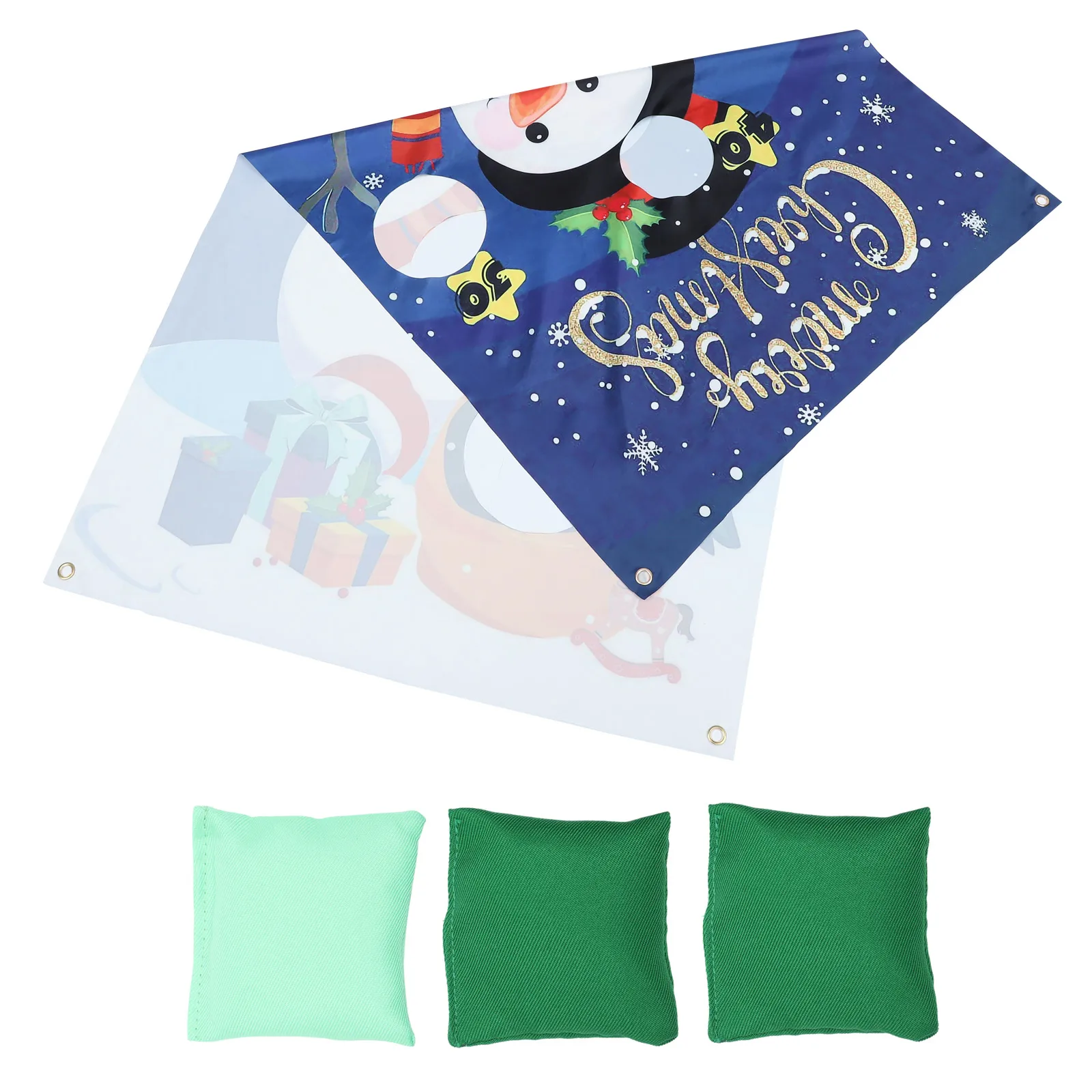 

Christmas Snowman Beanbag Toss Game Flags Kids Toy Decor Gift Polyester Outdoor Yard Lawn Park Banner Throwing Play