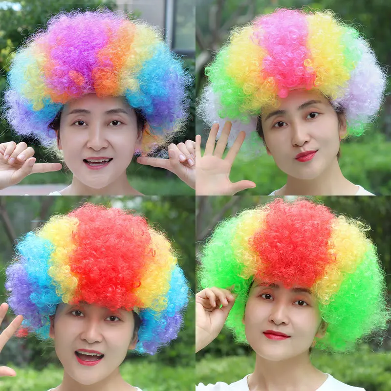Wig Halloween Joker Performance Prop Wig Colorful Explosive Head World Cup Fans