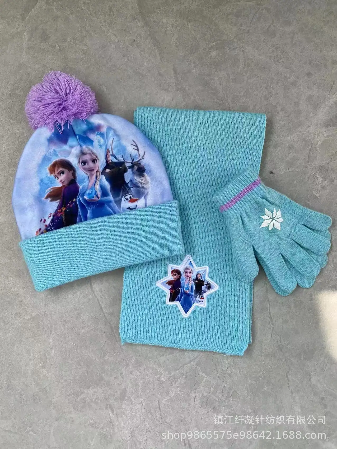 3pcs/set Disney Stitch  Autumn and Winter Children Ice and Snow Elsa Cartoon Scarf Hat Glove Three-piece Warm Boy Girl Child Hat