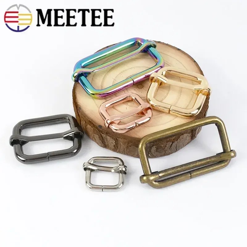 Meetee 5 sztuk 13-50mm metalowa klamra ze sprzączką Tri-glides suwak regulator zapięcie pasek do torby pierścień klamry pasek hak do taśmy DIY