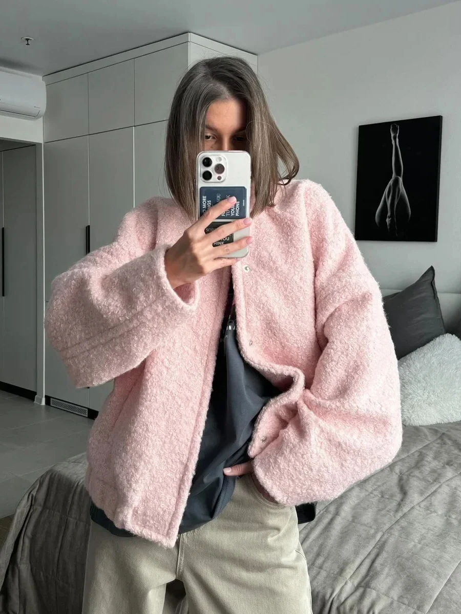 Bornladies Women\'s Short Fur Jacket Autumn Winter Thick Loose Casual Chic Cardigan Female Warm Fashion Solid Color Short Coat