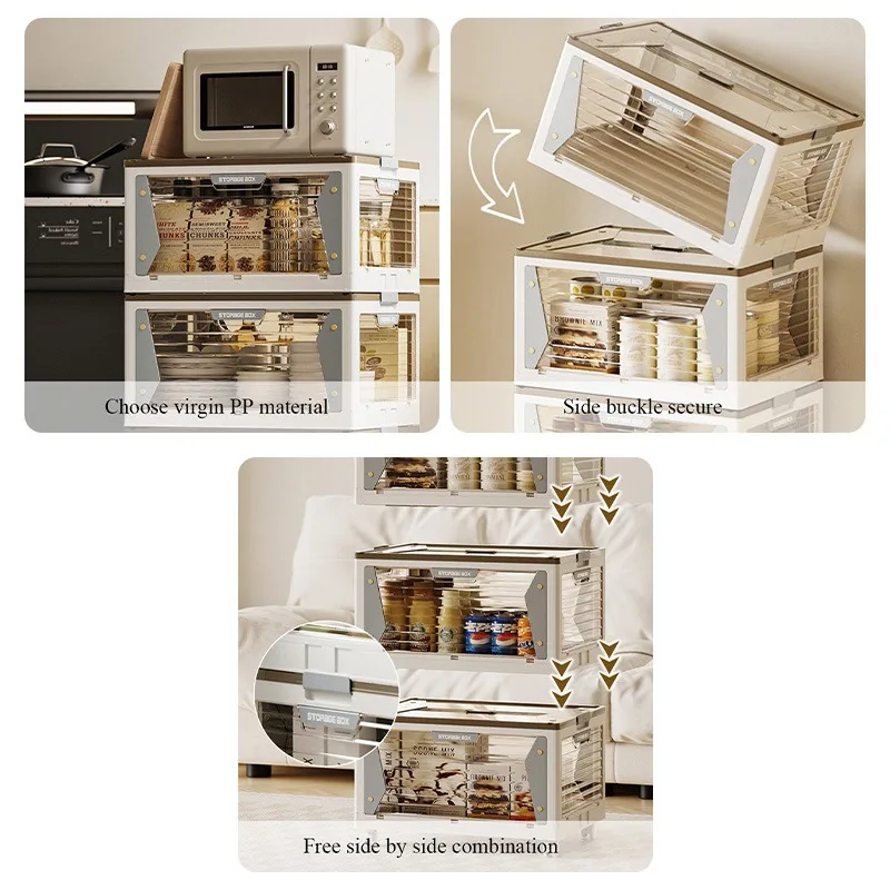 Large Rectangle Flexible Collapsible PP Plastic Storage Bin Multifunction Foldable Injection Five Door Organization System