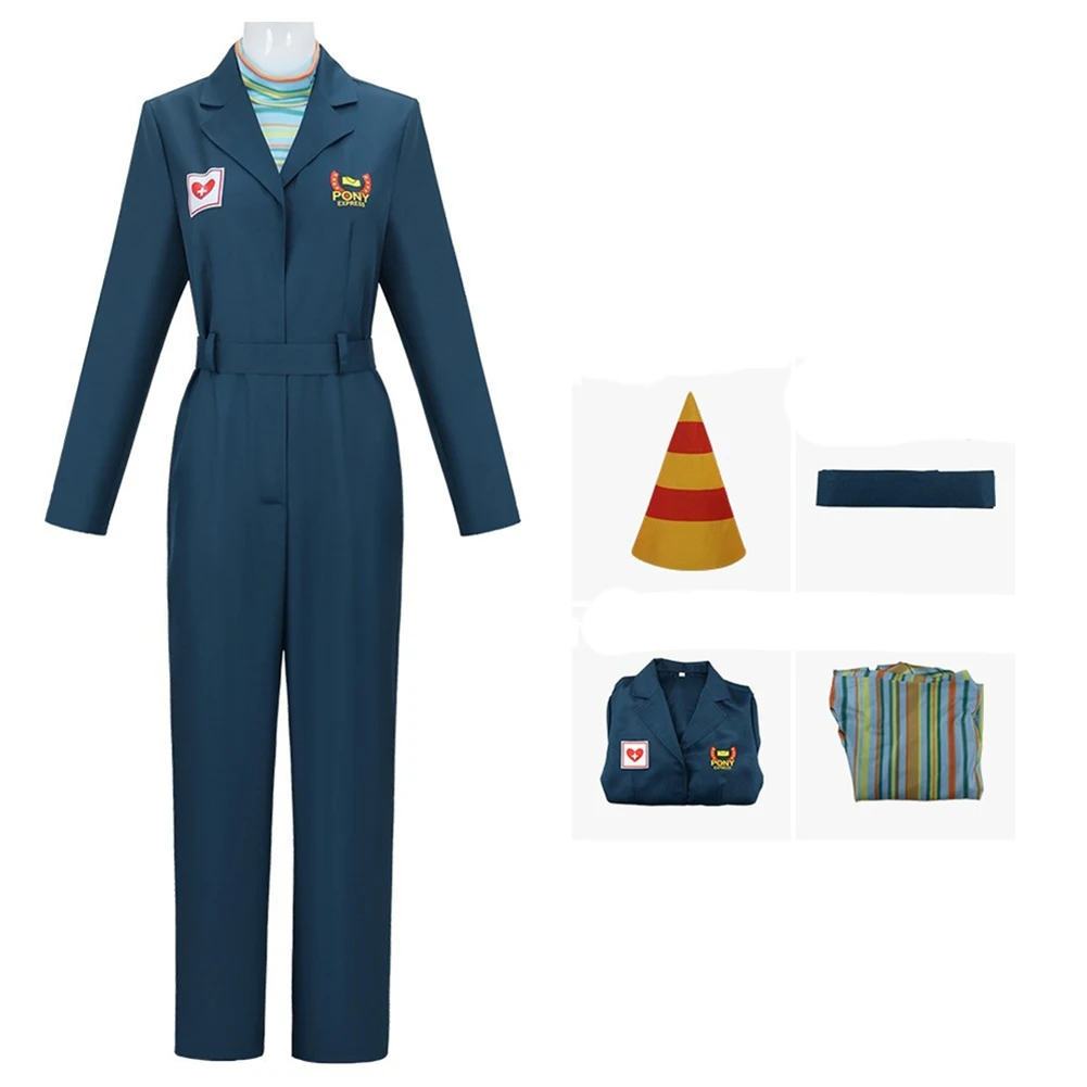 구강 세척 승무원 Anya 코스프레 의류 가발 점프 슈트 여성 파티 변장 롤 플레잉 할로윈 의상 카니발 의상 정장