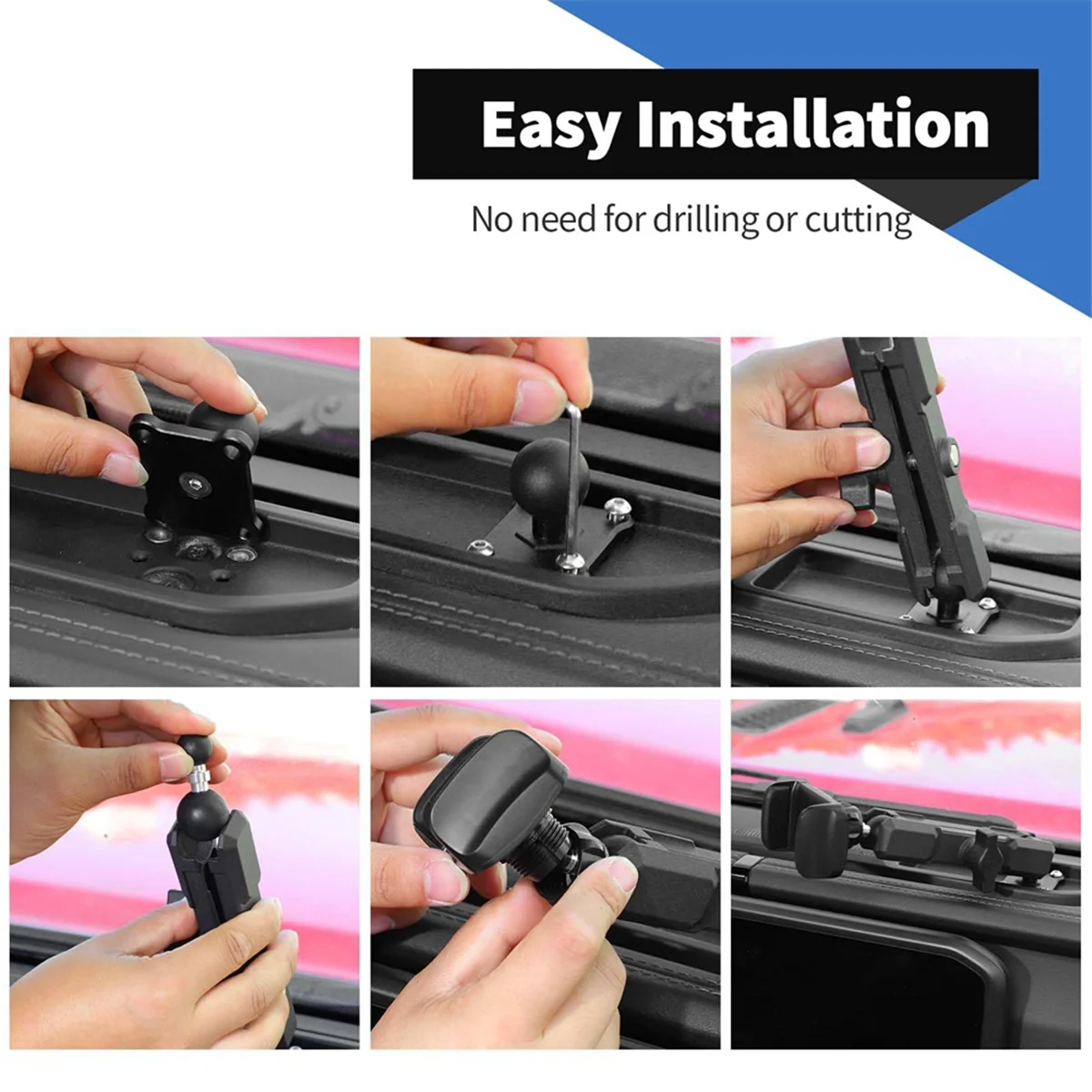 

Center Console Dash Phone Holder for Jeep Wrangler JL Gladiator JT 2024 Dashboard Phone Mount Bracket-A51K