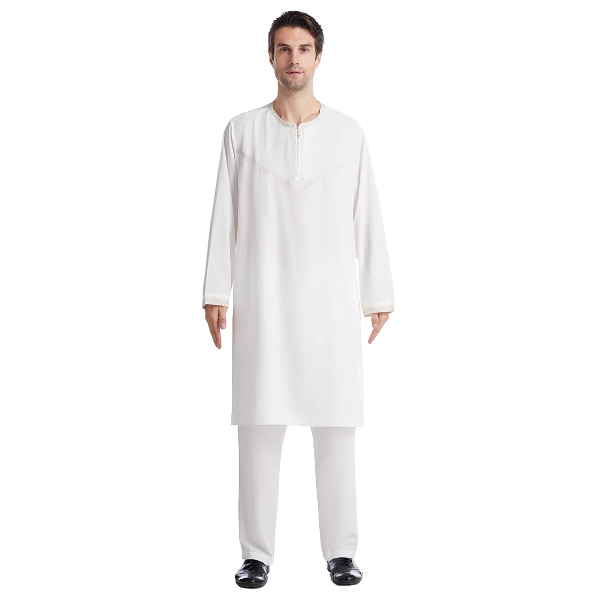 Vestido musulmán Jubba Thobe para hombre, ropa tradicional islámica para hombre, conjunto de pantalones superiores Abaya, Patchwork de moda, disfraz de oración árabe saudita