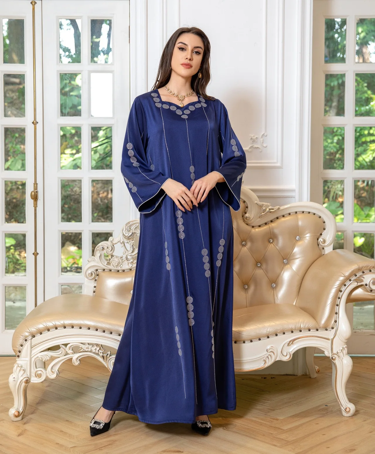 Eid vestidos de festa para mulheres muçulmano cetim diamantes abaya dubai turquia kaftan roupas islâmicas árabe djellaba marocain robe vestido