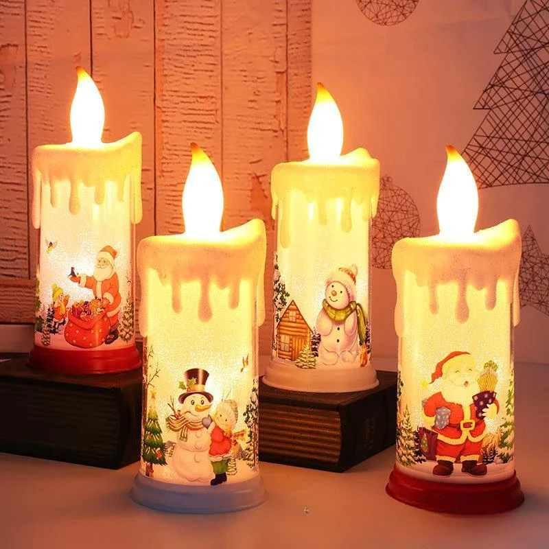 4Pcs/Lots LED simulation flame candle Santa snowman decorative night light cross-border new Christmas decorative candle