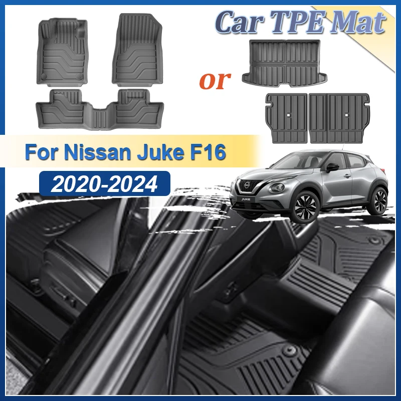 

For Nissan Juke F16 MK2 2020-2024 All-Weather TPE Trunk Mat Floor Mats Foot Pad Carpet Cover Auto Interior Protector Accessories