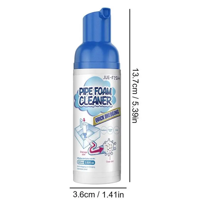 Drain Foam Cleaner 60ml Clog Remover Pipe Cleaner Foam Spray Anti-aging Cleaner Tool For Sewer Toilet Sink Cleaning Household