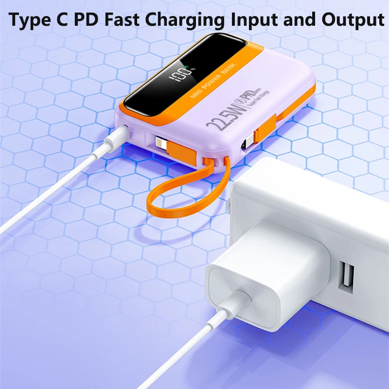 باور بانك صغير 20000 مللي أمبير في الساعة من النوع C 22.5 وات شحن سريع شاحن محمول باور بانك لهاتف آيفون وسامسونج وهواوي وشاومي بطارية خارجية