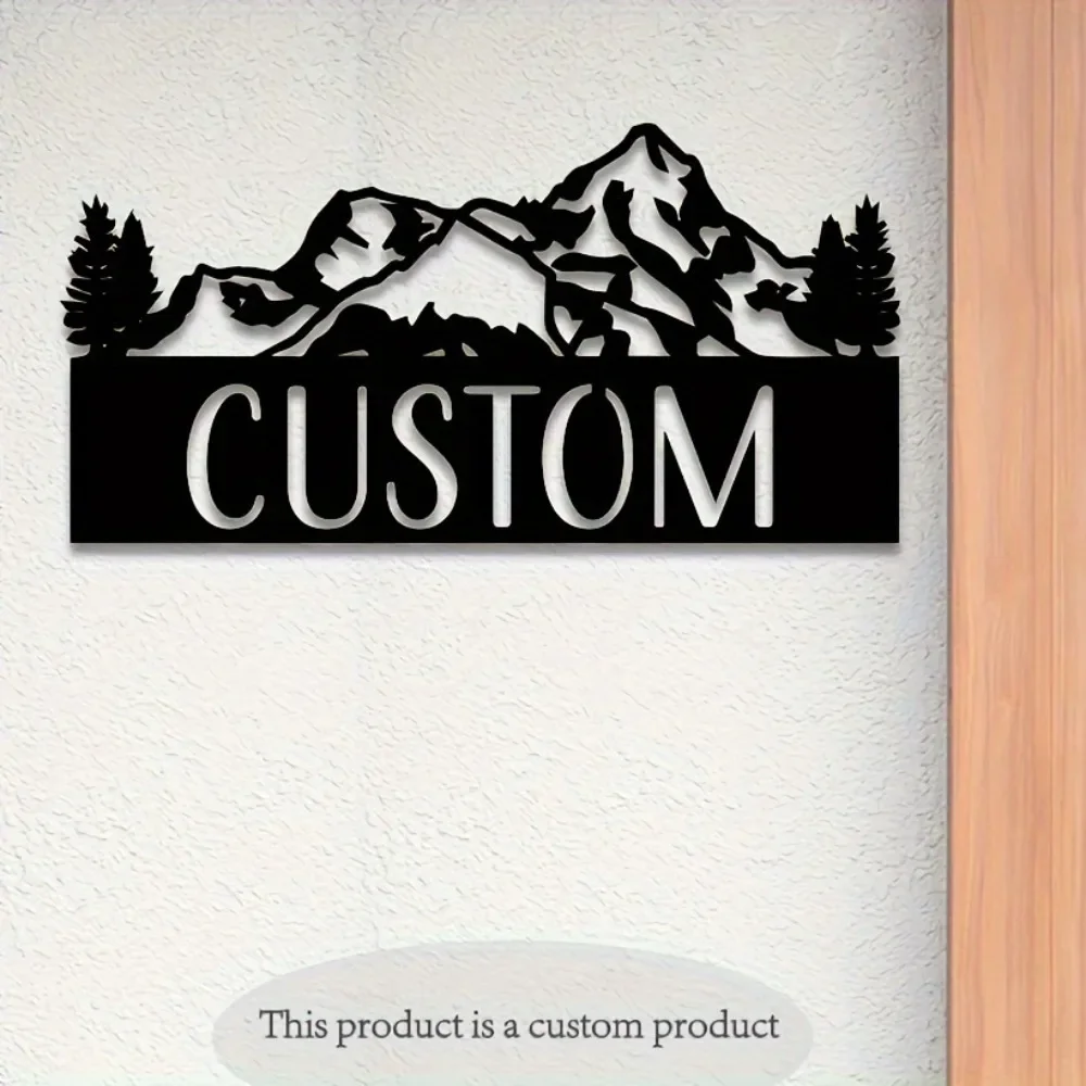 

Custom Mountain Scenery Address Sign. Rustic Western - Style. Ideal for Home Entrances.
