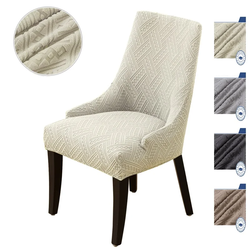 Jacquard Elastic Sloping Back Chair Cover Stretch Wingback Chairs Slipcovers Housse De Chaise Furniture Protector for Home Decor