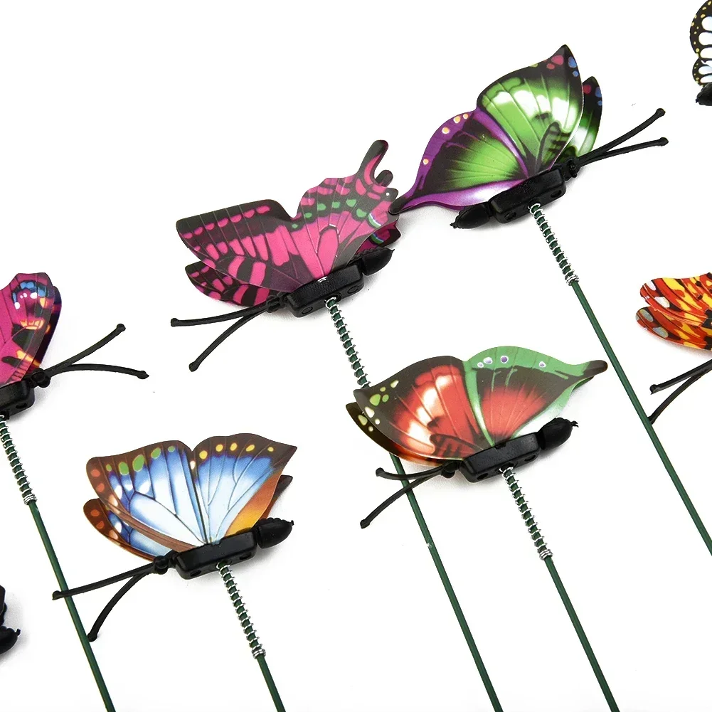 Colorful Butterfly Stakes, 50Pcs, Waterproof PVC Material, Realistic Fluttering, Great for Gardens and Indoor Decoration