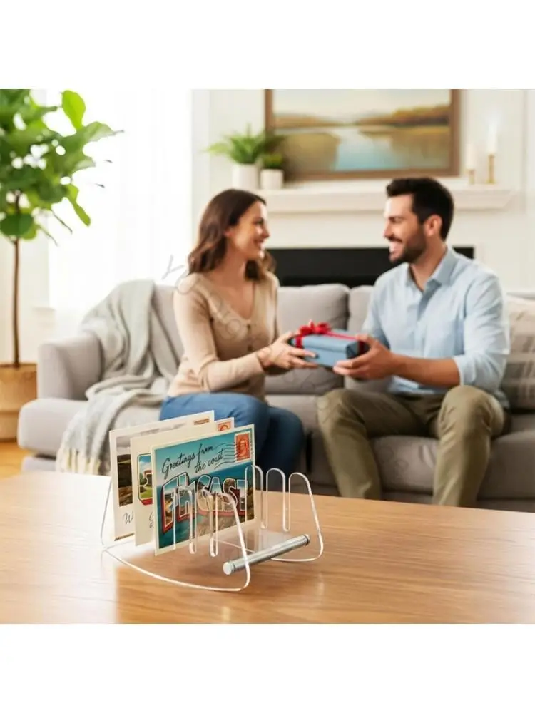 96BA Acrylic Mail Holders for Desk with Vertical Divider Slots, Desktop Organizers for Letters, Bills and Document Storage