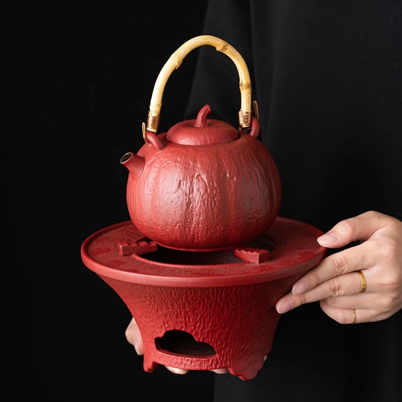 Cast Iron Teapot Hanging Hook Stovetop Kettle Warmer Outdoor Camping Brewing Tool Chinese Kung Fu Tea Set Home Garden Gift Box